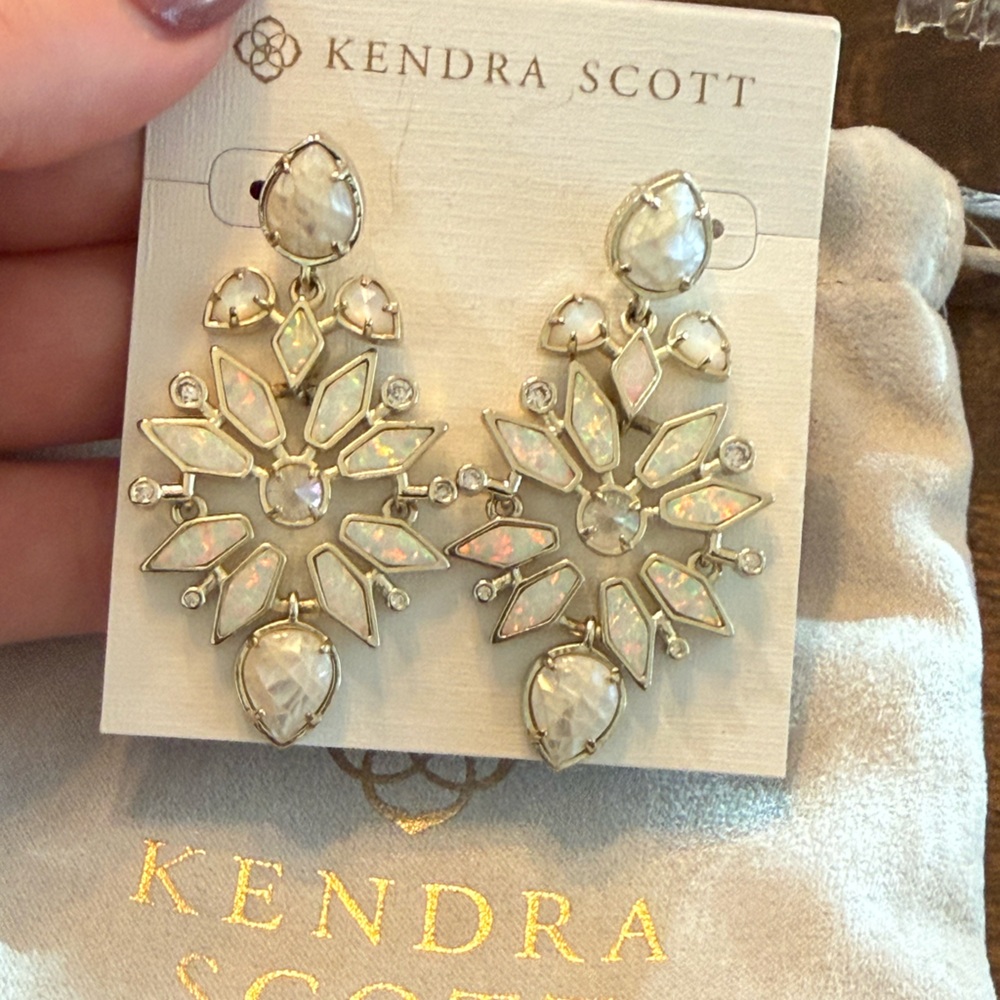 Kendra Scott Gold and White Statement Earrings - Picture 3 of 3